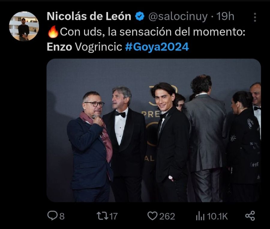 Memes de Enzo Vogrincic en los Premios Goya 2024