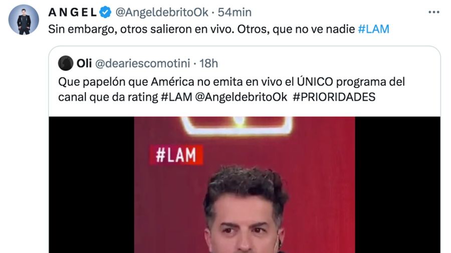 Ángel de Brito lanzó un nuevo dardo contra América TV por el programa grabado de LAM en el feriado: 