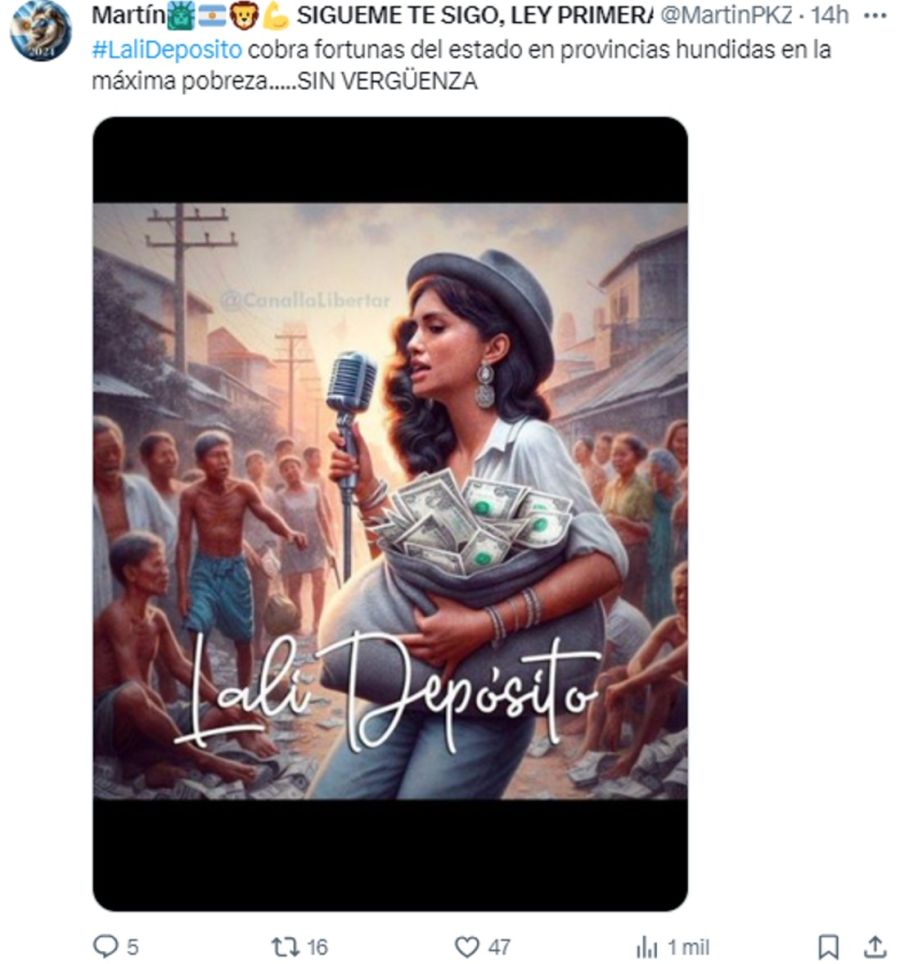 Tweet de Milei contra lali Espósito 20240215