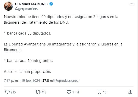 Germán Martínez tuit 20240219