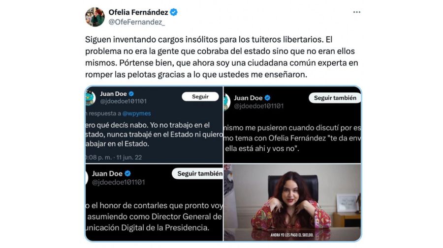 La reacción de Ofelia Fernández a la designación de Juan Doe