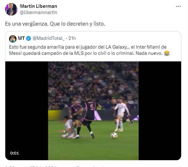 La contundente frasde Martín Liberman sobre la ayuda arbitral al Inter Miami de Lionel Messi. 