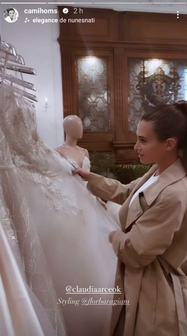 Camila Homs mostró un adelanto de cómo sería su vestido de novia