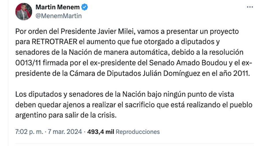 Martin Menem Tweet 20240307
