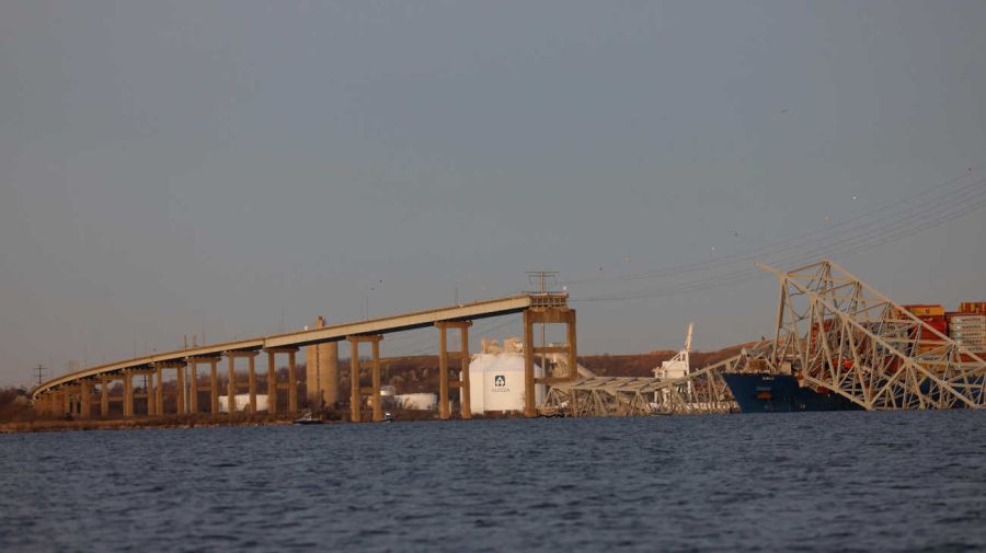 Una vista del buque de carga Dali que se estrelló contra el puente Francis Scott Key 20240326