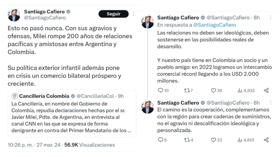 Tweet de Santiago Cafiero
