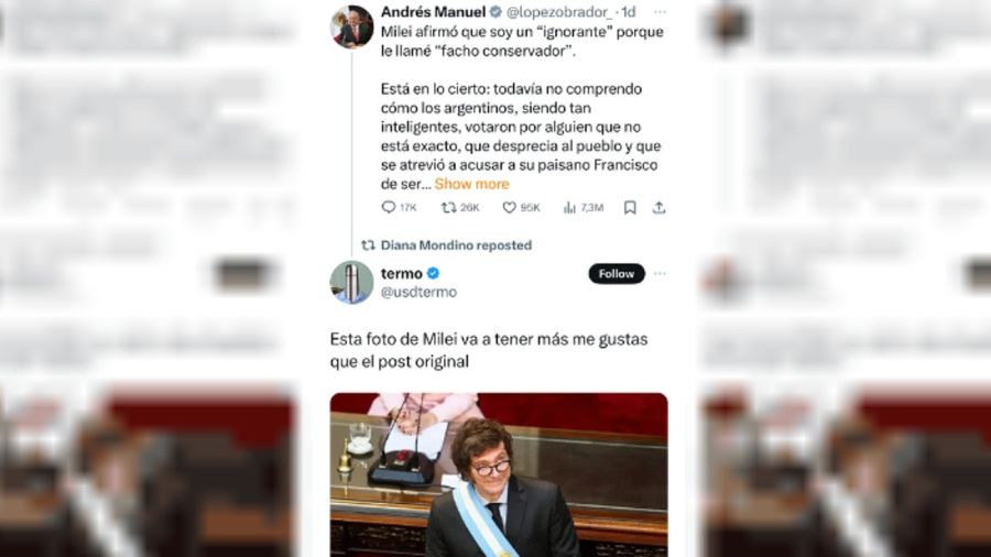 Diana Mondino respaldó un post en contra de López Obrador 20240330