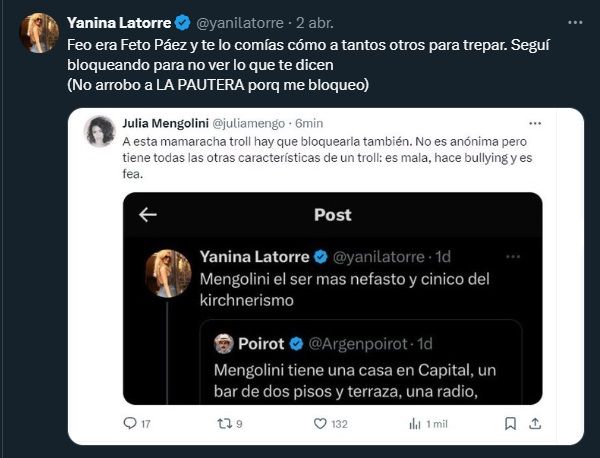 Yanina Latorre contra Julia Mengolini 2
