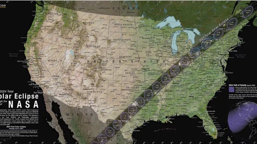 ruta del eclipse solar 2024
