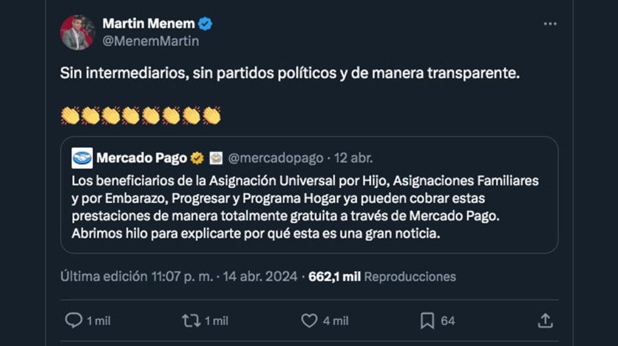 Mensaje de Martín Menem