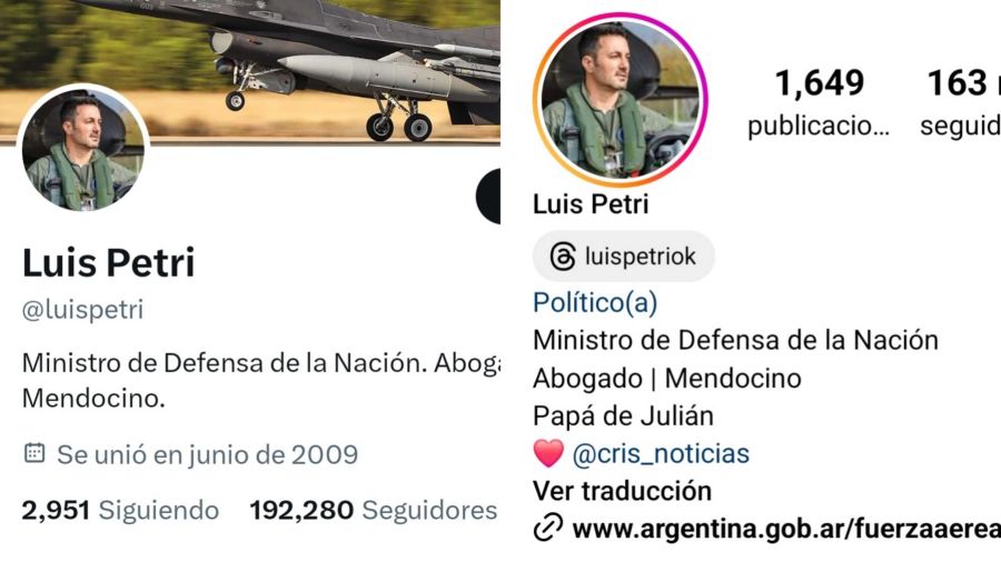 Las redes sociales de Luis Petri 20240416