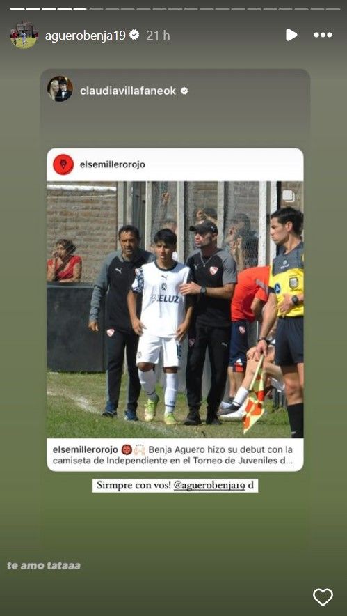 El emotivo mensaje de Claudia Villafañe por el debut de Benjamín Agüero en Independiente