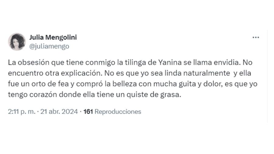 Julia Mengolini vs Yanina Latorre