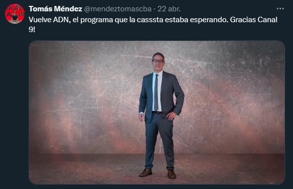 Tomás Méndez anunció su programa en El Nueve
