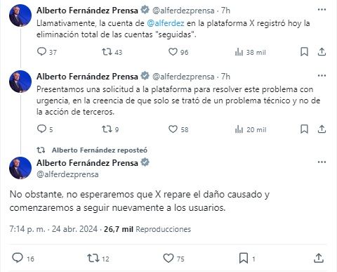 Alberto Fernández tuit 20240424