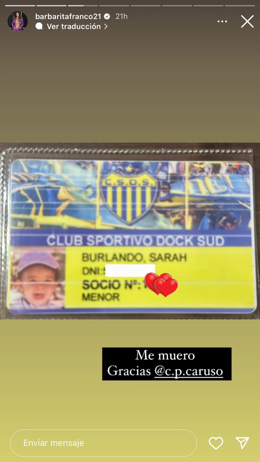 Barby Franco mostró de qué club es socia Sarah Burlando