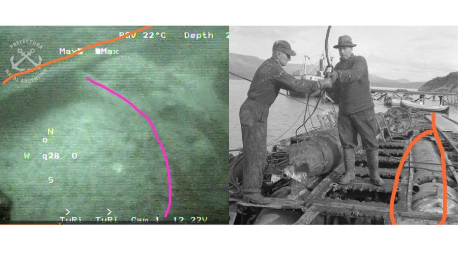 Comparación del pecio hundido en Necochea con un submarino nazi