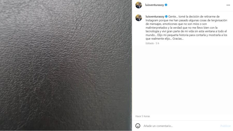 Luis Ventura deja Instagram