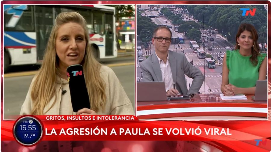 Paula Bernini agredida al aire de TN