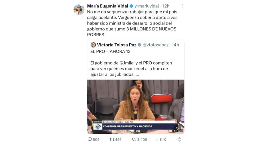 María Eugenia Vidal le responde a Tolosa Paz