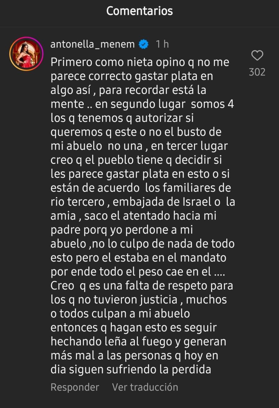 Antonella Menem apuntó sin filtro contra Javier Milei y el busto de Carlos Menem