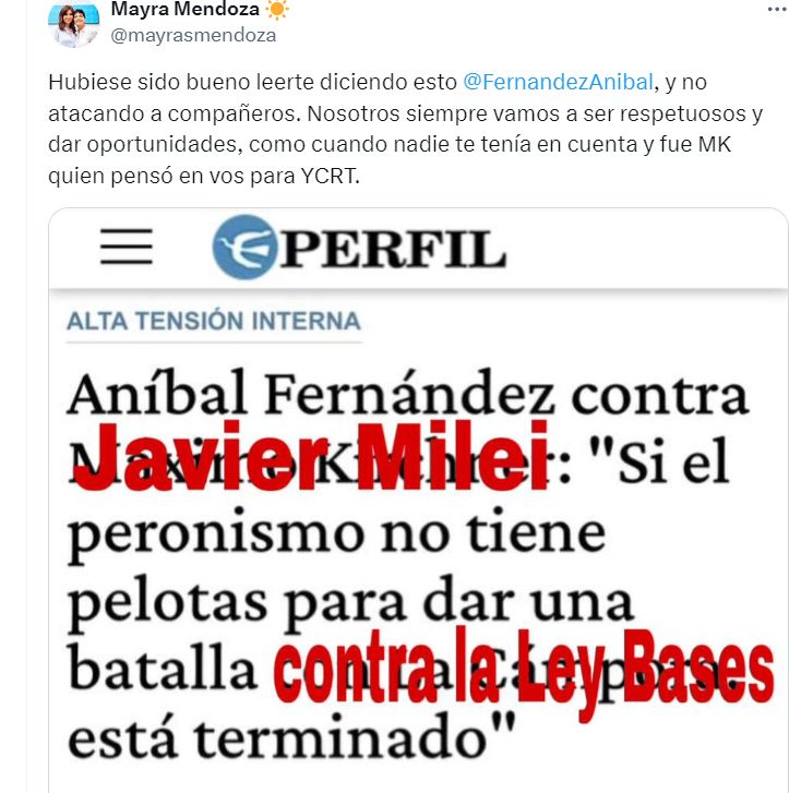 Mayra Mendoza contra Aníbal Fernández
