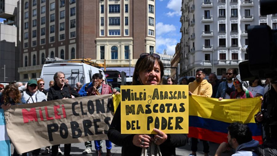 Protestas contra Milei en Madrid.