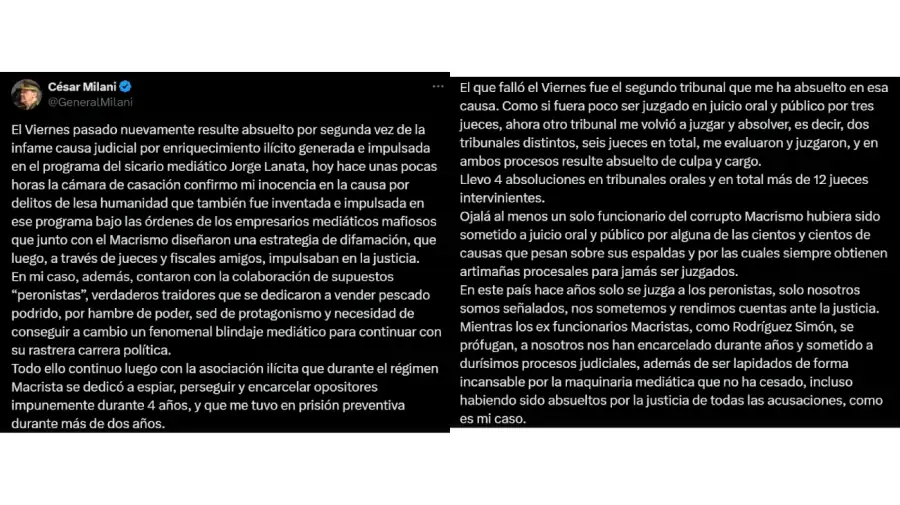 Descargo de César Milani