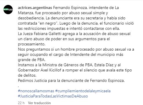 Actrices Argentinas contra Fernando Espinoza