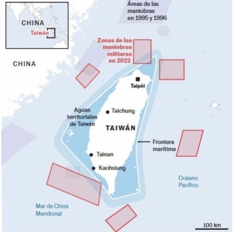 Maniobras militares de China cercan el territorio de Taiwan