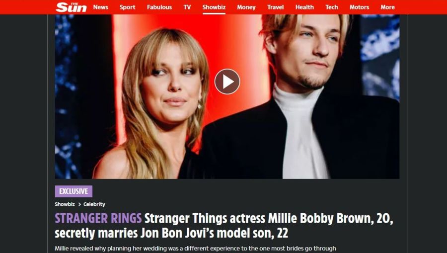 Millie Bobby Bronw y Jake Bongiovi casamiento