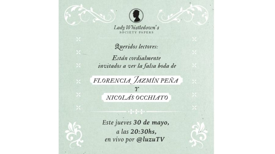 La invitación a la falsa boda de Nicolás Occhiato y Flor Jazmín Peña