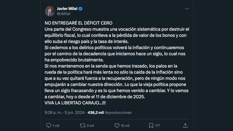 Mensaje de Javier Milei