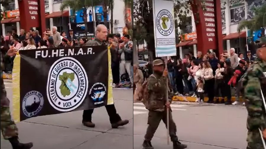 Integrantes del Operativo Independencia en un desfile militar