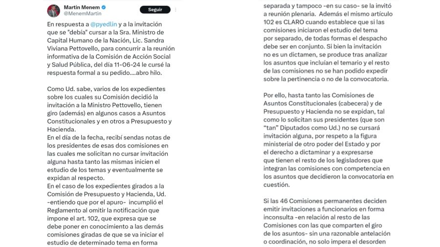 Tweets de Martín Menem