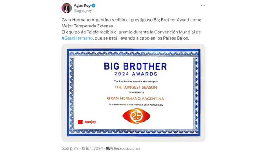 Gran Hermano Argentina recibió un premio