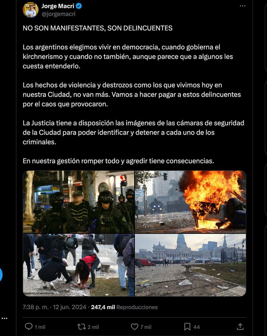 Los hechos de violencia y destrozos como los que vivimos hoy en nuestra Ciudad