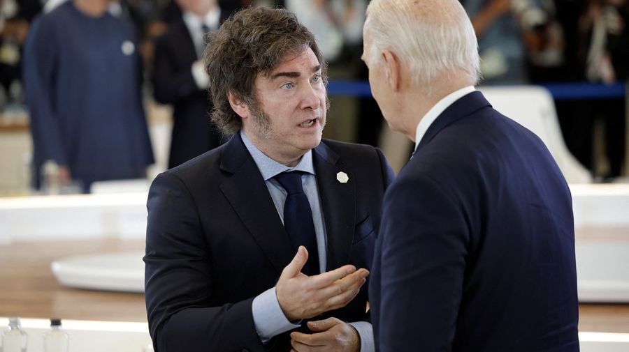 El presidente Javier Milei en la cumbre del G7