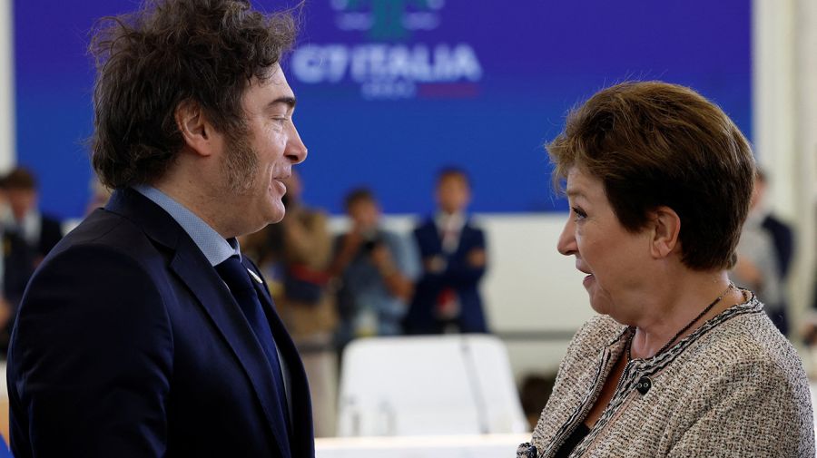 El presidente Javier Milei en la cumbre del G7