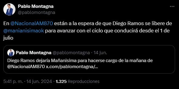 Pablo Montagna reveló que Diego Ramos dejaría Mañanísima para ser conductor de Nacional AM 870