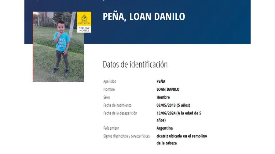 Operativo de búsqueda de Loan Danilo Peña
