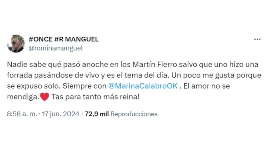 Romina Manguel sobre Rolando Barbano