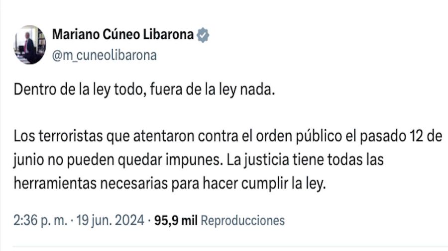 Mariano Cúneo Libarona Tweet 20240619
