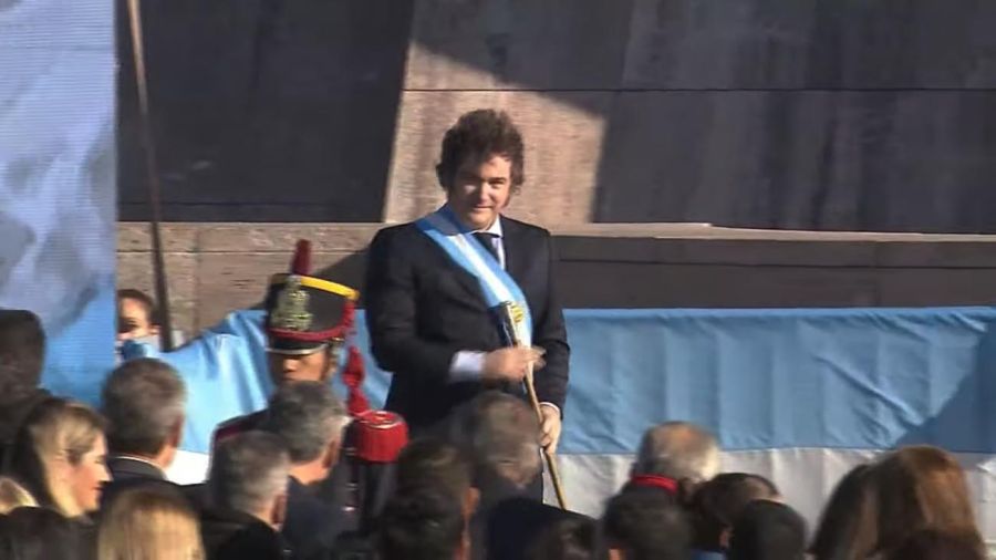 El presidente Javier Milei en Rosario por el día de la bandera