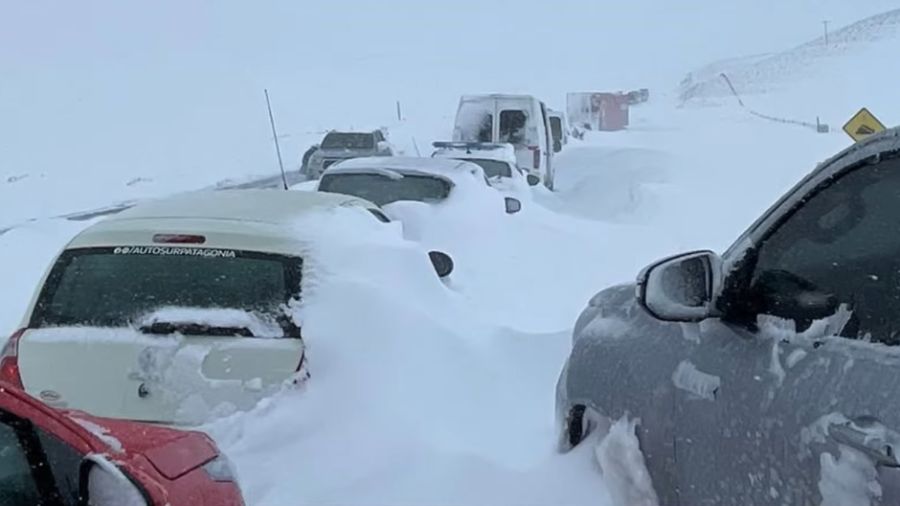 Las escenas de vehiculos varados por nieve en el sur, apocalípticas.