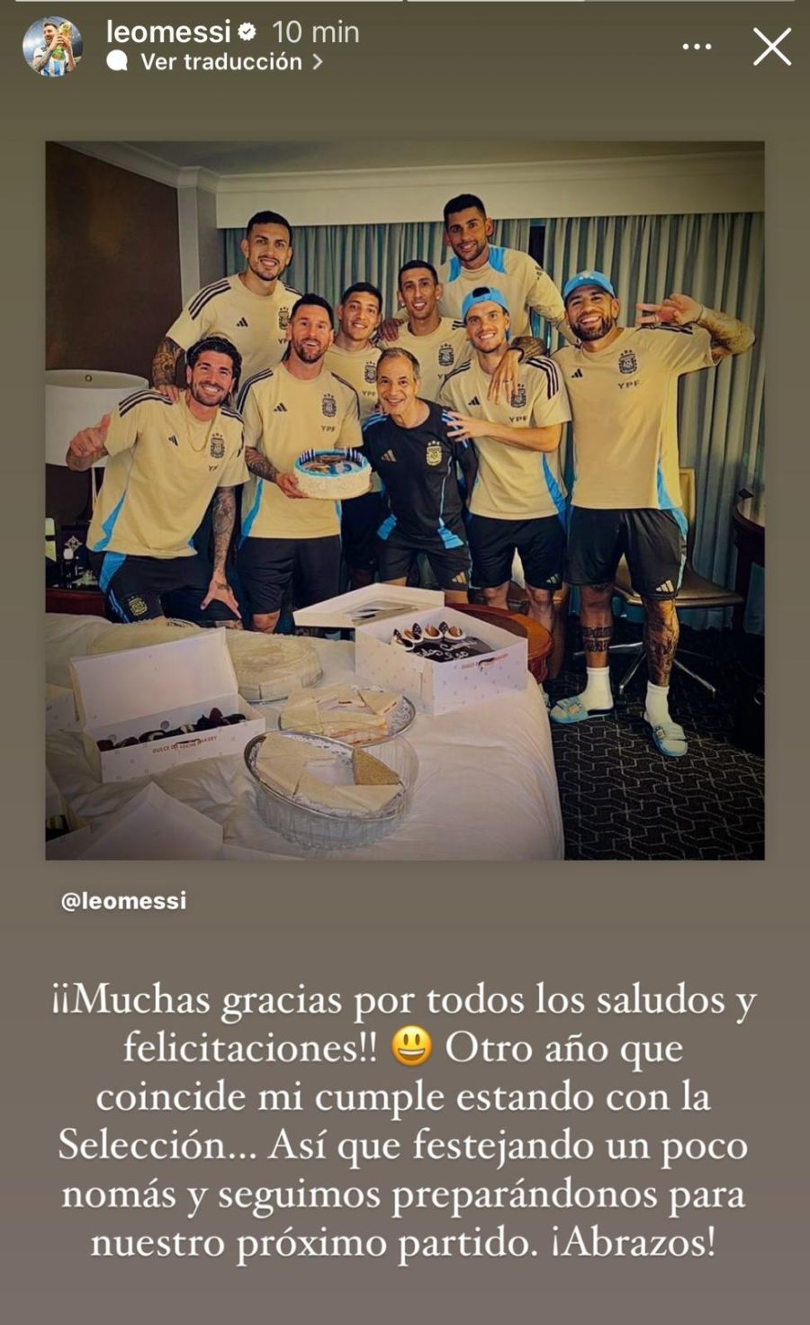 La publicación de Messi en redes sociales en pleno festejo de cumpleaños 