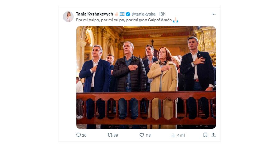 Posteo de la legisladora Tania Kyshakevich en X