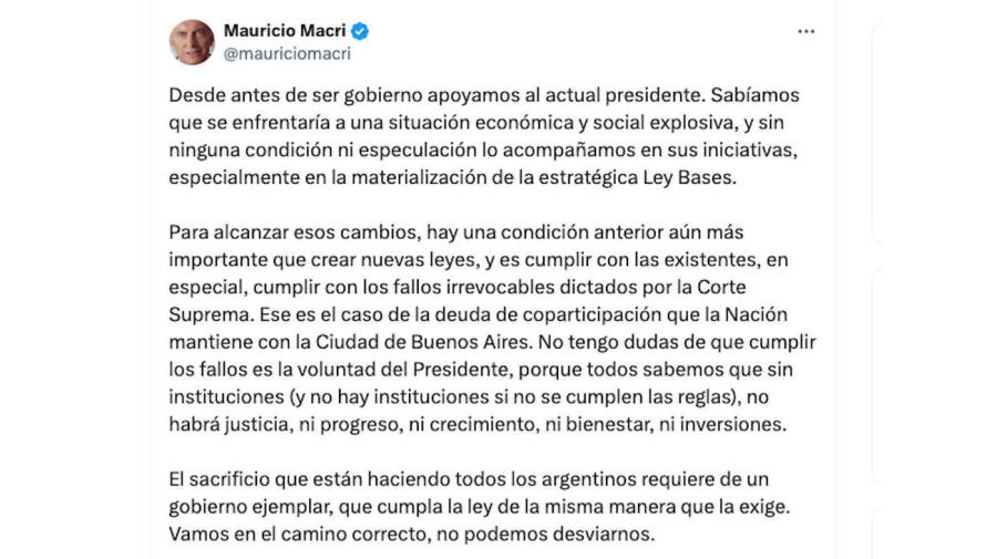Mauricio Macri Tweet 20240703