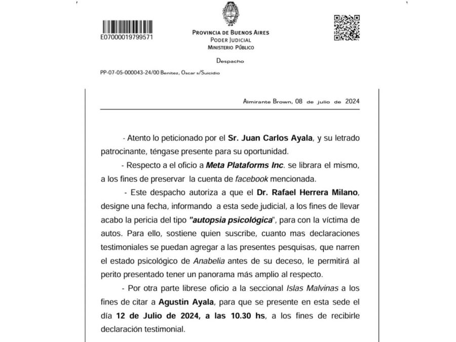 Caso Junior Benítez autopsia psicologica 20240710 