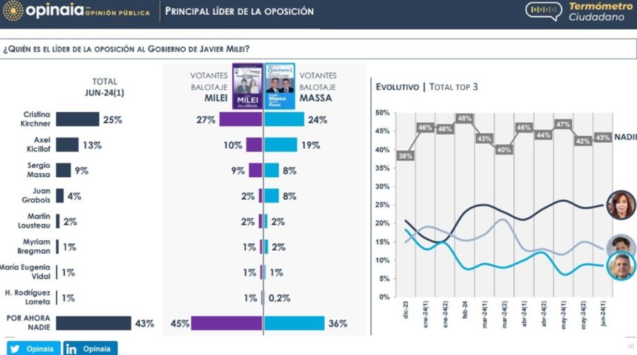 Encuesta opositores a Javier Milei 20240710